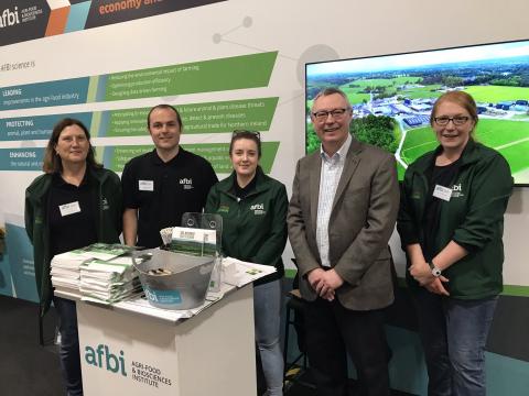 AFBI CEO Dr Stanley McDowell with staff on the AFBI stand AFBI CEO Dr Stanley McDowell with staff on the AFBI stand