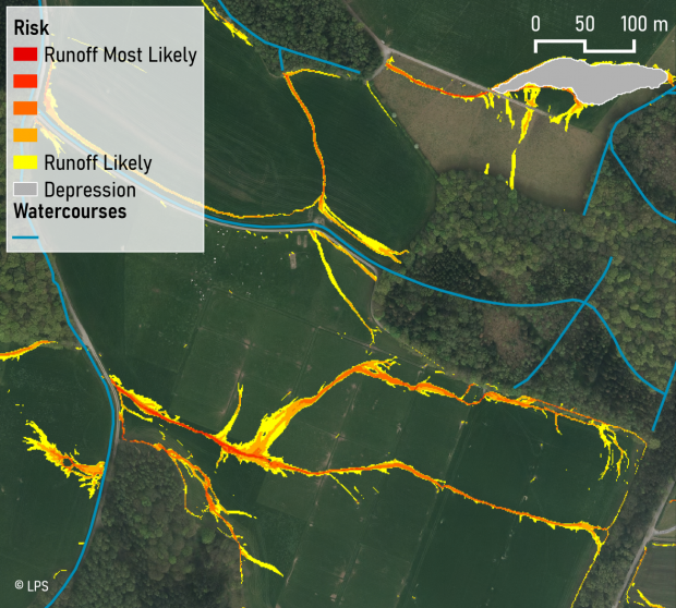 An example of a field-scale runoff risk map produced using this approach