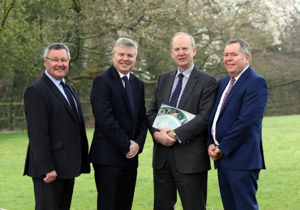 Pictured at the conference, from left are Tim Bennett Chairman CIEL, Noel Lavery Permanent Secretary DAERA, Dr Sinclair Mayne Chief Executive AFBI and Colm McKenna, Chair of AFBI board