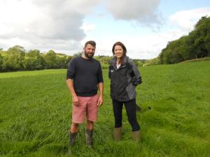 Host farmer Ian McClelland with Dr Debbie McConnell from AFBI discussing plans for the Dairy Innovation in Practice farm walks taking place on 12 -14 September