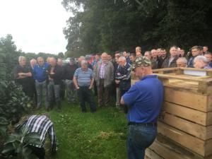 Demonstration of fungicide application system to NI Fruit Growers at the recent orchard walk held at AFBI Loughgall.