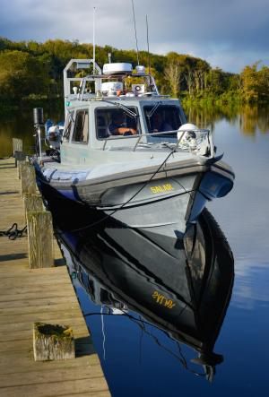 RV Salar moored at Ballyronan Marina