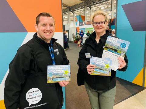 Graham Finney and Diane Burgess (AFBI Economists) heading out into the showgrounds with the AFBI Farmers Survey