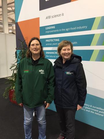 Kate Gilmore (AFBI Soils Team) with the DAERA Permanent Secretary Dr Katrina Godfrey